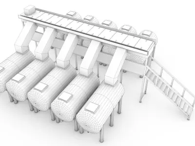 Oxidation Fermentation Unit Low-poly 3D model