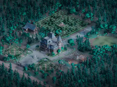 Horror Mansion Low-poly 3D model