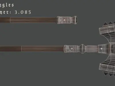 Hammer-Battle Hammer-Warhammer Low-poly 3D model