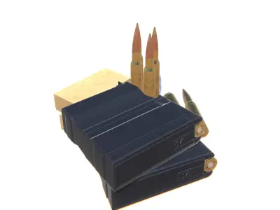 50BMG Ammo Pack Low-poly 3D model