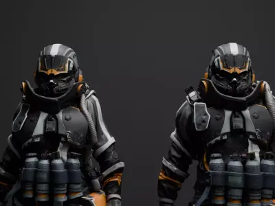 Sci Fi Engineer Characters Male Female Fully Rigged Animated Low-poly 3D model