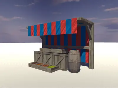 Medieval stall Low-poly 3D model