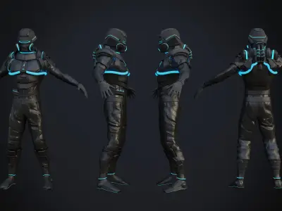 scifi soldier Low-poly 3D model buy