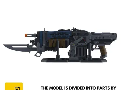 Retro Lancer E-DAY - Gears Of War - STL OBJ CAD - Commercial Use 3D print model