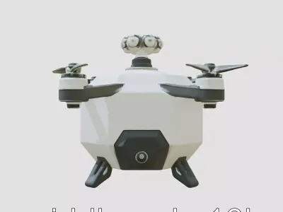 Hexagonal Rotorcraft Drone with Sensor Array Low-poly 3D model