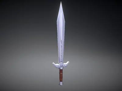 Runic Sword hand-painted asset Low-poly 3D model