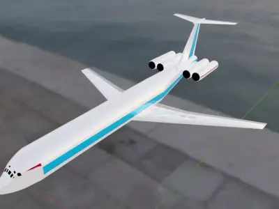 Il-62 Style Quad Jetliner - Custom Soviet Plane Low-poly 3D model