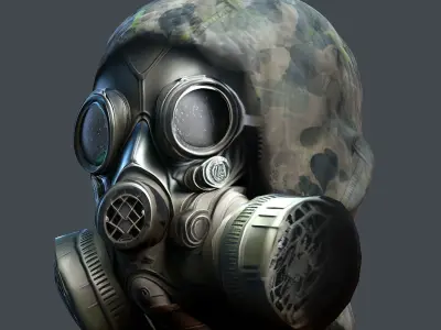 Gas mask helmet 3d model military combat Low-poly  Low-poly 3D model 9