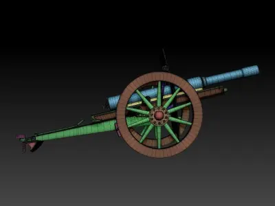 Canon Schneider Guerra Mundial Low-poly 3D model