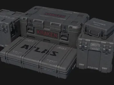 Military Cases Prop Pack Free low-poly 3D model