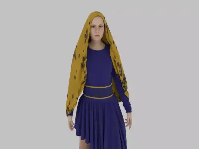  Hijab Woman Low-poly 3D model