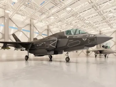 Military Aircraft Hangar Low-poly 3D model