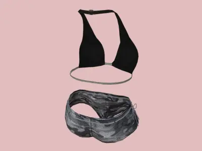 Sexy Black  Army Bikini Low-poly 3D model