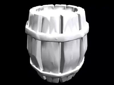 Low Poly Stylized Medieval Wooden Barrel Variant C Low-poly 3D model