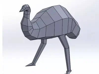 Emu Low Poly ostrich made from polygons 3D model