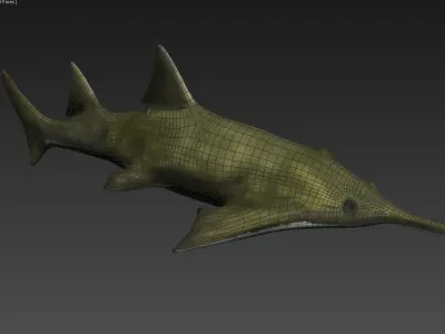 fish shark sawfish animal aquatic extinct ocean 3D model