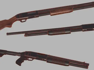 Shotgun Boito 12 Gauge Low-poly 3D model