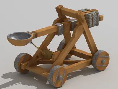 Catapult wooden cannon 3D model