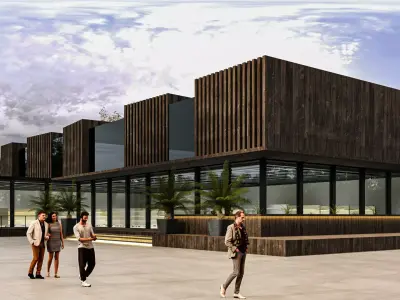 Modern Small Scale Shopping Mall Exterior Market  3D model