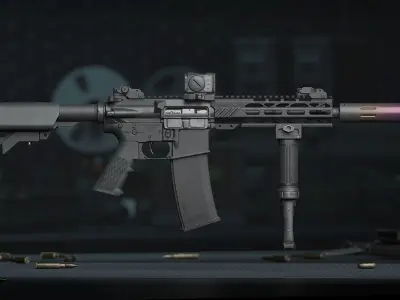 AR15 Pack - x9 Attachments Included  Low-poly 3D model