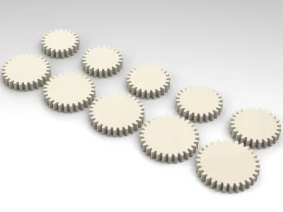 GEAR COLLECTION REAL GEAR INVOLUTE PROFILE 21T TO 30T 3D model