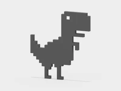 Pixel Google Chrome Dinosaur  Low-poly 3D model