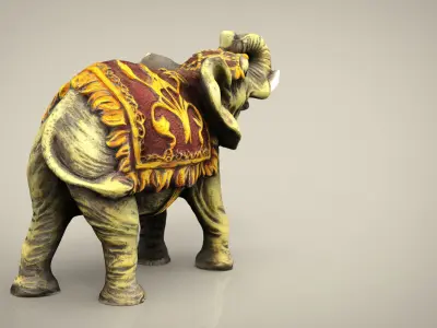 ELEPHANT with gold pattern Low-poly 3D model