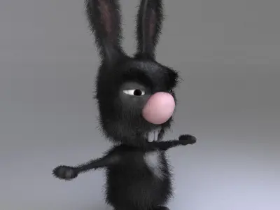 Cartoon Angry Rabbit Low-poly 3D model