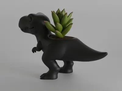 Cute T-Rex Dinosaur Shaped Planter or Desk Organizer 3D print model