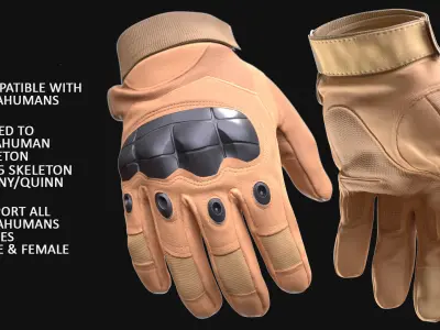 Tactical Gloves 14 - All MH Bodies and UE5 Skeletons - Rigged Low-poly 3D model