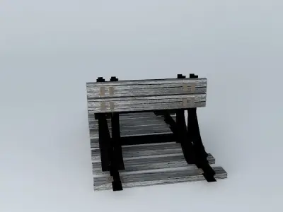 Eco Rail Track Buffers Old Wooden Split Sleepers Free 3D model