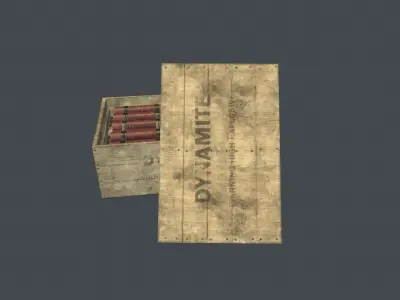 Box With Dynamite Packs PBR Game Ready Low-poly 3D model
