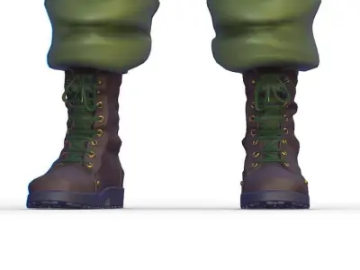 High Poly Subdivision Man Old USSR Soldier Low-poly 3D model