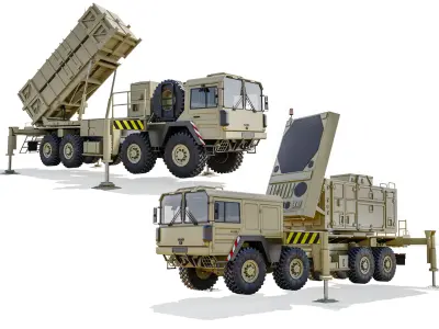 Radar AN MPQ-53 and Rocket launcher MAN KAT MIM-104 Patriot 3D model
