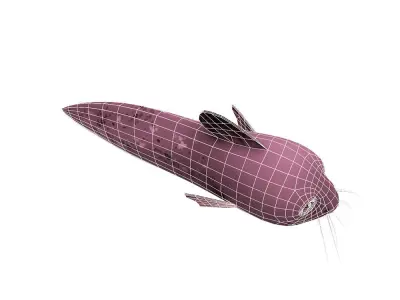 Black Eel tail Cat Fish Cartoon Animated Low-poly 3D model