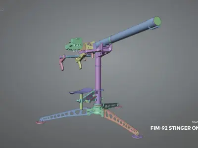 FIM-92 Stinger on Tripod Mount with Operator Seat 3D model