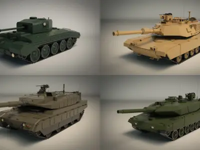 Low Poly Tank Pack 01 3D Model Collection
