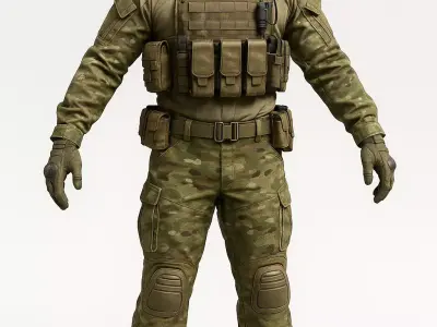 Modern Special Forces Soldier 3D Model Full Body OBJ STL GLB 3D model