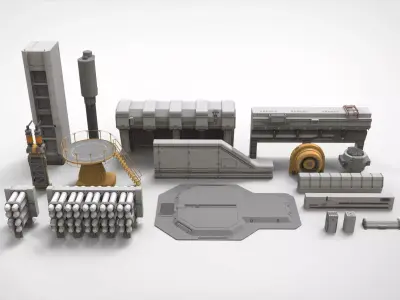 sci-fi Architecture kitbash 14 3D model