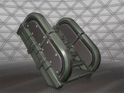 Sci-Fi Stairs - 30 - Green Version Low-poly 3D model