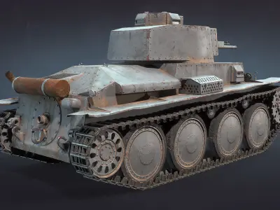 Tank PzKpfw 38t or LT vz38 Low-poly 3D model