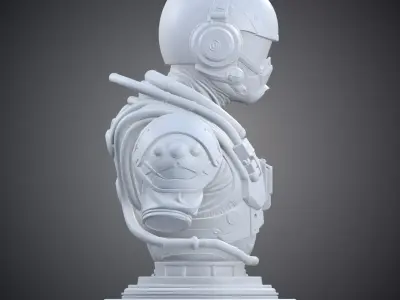 Sci-Fi Pilot Bust Cyberpunk Aviator Statue PM-377 3D print model