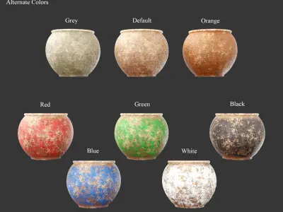 Medieval Containers Clay Pottery Low-poly 3D model