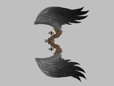 Black-White Wing Low-poly 3D model