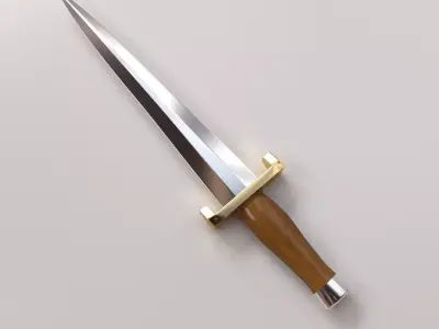 Knife sword with wooden handle 3D model