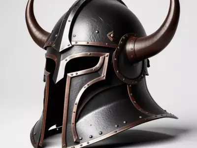 Viking Horned Warrior Helmet 3D model