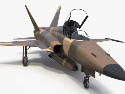 Sand Camouflaged Military Fighter Jet Rigged for Cinema 4D 3D model purchase