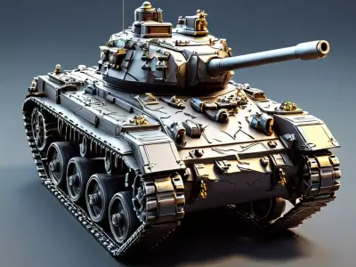 Realistic Detailed Military Tank Model Low-poly 3D model