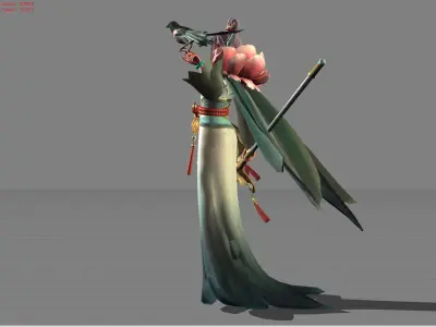 Pharsa Peony Bloom Low-poly 3D model