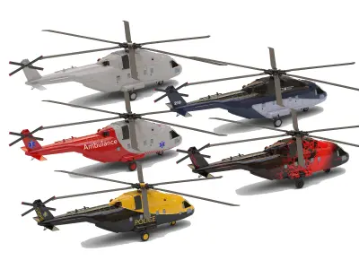 Helicopter asset Low-poly 3D model